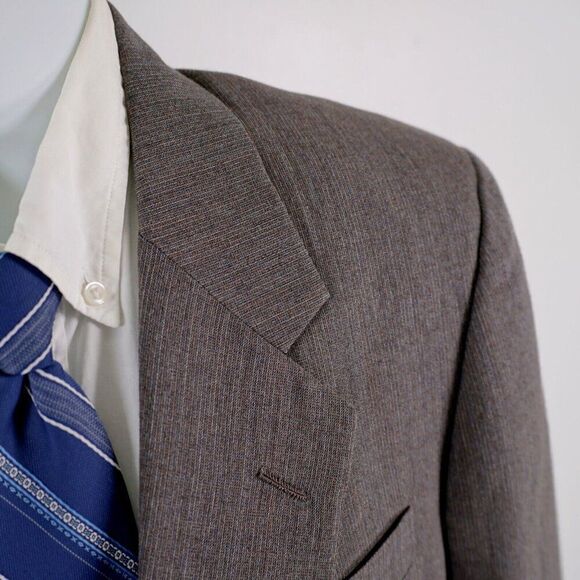 Hickey Freeman The Boardroom Wool Blend Beige Birdseye 2 Button Blazer 40R W/ Br - Picture 2 of 14